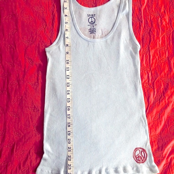 SOLD**LUCKY BRAND TANK TOP*ASIAN DESIGN IN BACK*PALE BLUE*NO STAINS*EUC*SIZE S/M - Picture 4 of 6